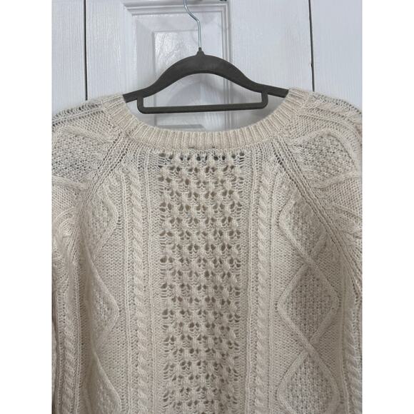 GAP Wool Mohair Blend Fisherman Sweater – Cream & Gray, Size Medium - Picture 5 of 7